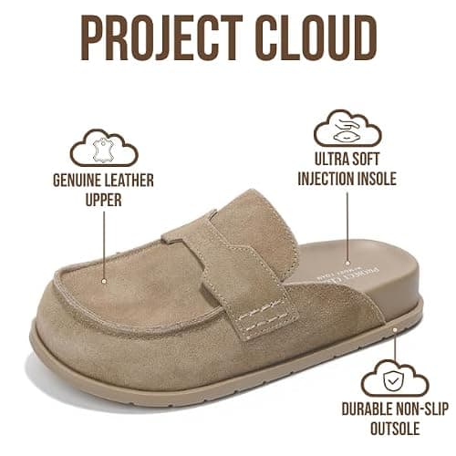 Project Cloud 100% Genuine Leather Womens Clog - Memory Foam Arch Support Non-Slip Sole Mules & Clogs for Women Footwear - Platform Winter Shoes (Foamy) thumbnail 3