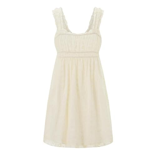 Women Sleeveless Mini Sundress Floral Embroidery Elastic Waist Aline Dress Square Neck Babydoll Short Dress thumbnail 4