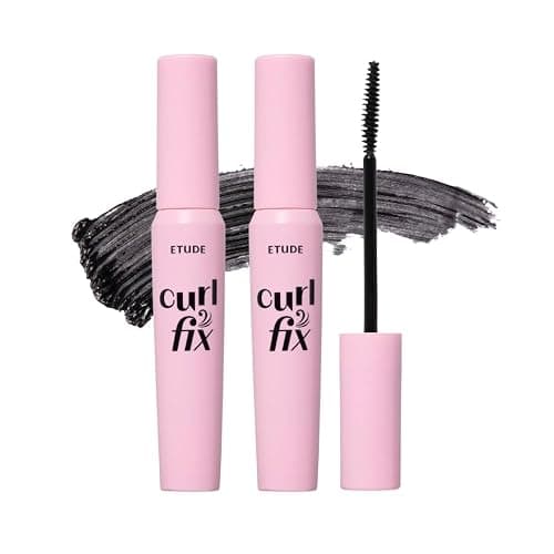 ETUDE Curl Fix Mascara Black 1+1 Set, Lash Mascara, Strong Curl Up, Long-Lasting, Waterproof, Light-Weight, Korean Makeup, Beauty, Vegan Certified (0.27 * 2 Fl Oz) - Image 1