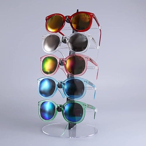 Kukishop Acrylic Sunglass Frame,Display Shelf Organizer Stand for Five Pairs of Glasses (Transparent) thumbnail 2