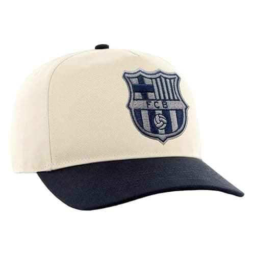 Icon Sports 2026 FC Barcelona Officially Licensed Soccer Cap - Cream on Crown with Navy Blue Color - Image 1