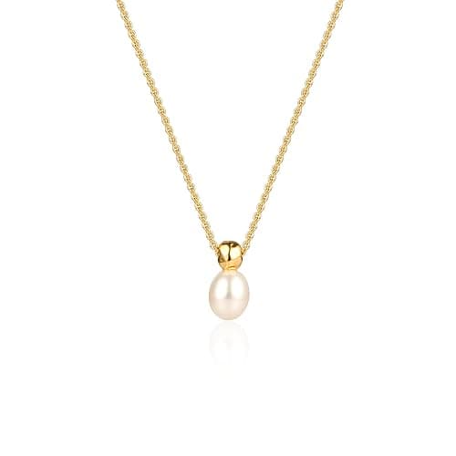 Cowlyn Dainty Pearl Choker Necklace for Women 14K Gold Plated Beaded Chain Necklace, Handmade Trendy Jewelry Gifts for Wedding Birthday - Image 1