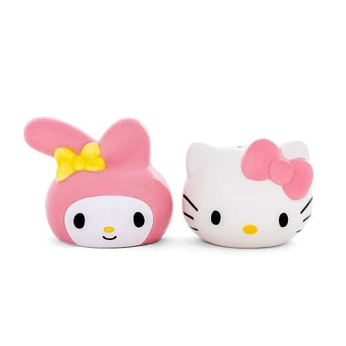 Silver Buffalo Sanrio Hello Kitty And My Melody 3D Sculpted Ceramic Salt and Pepper Shaker Set - Image 1