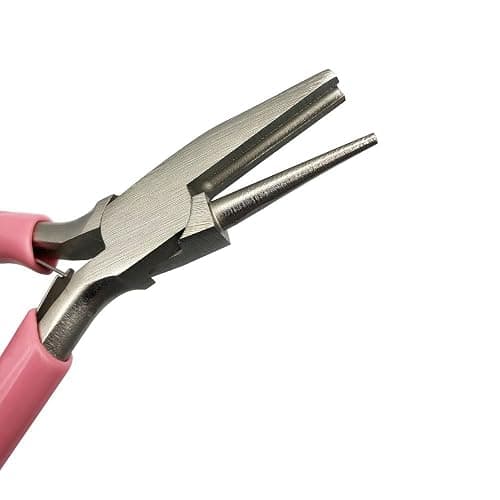 TUNQISM 1PCS 5 Inches Pink Jewelry-making pliers Beadsmith Concave Round Nose Pliers – Wire Looping and Bending Tool – Jewelry-Making Instrument Metal ring-making tools - Image 1