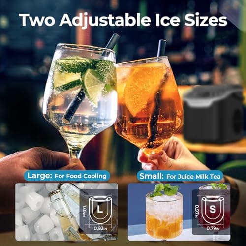 Countertop Ice Maker Machine, 8 Ice Cubes in 6 mins, 26lb/Day Ice with 2 Sizes- Portable Mini, Energy Saving & Basket/Scoop for Home/Party/Travel/Camping/Bar,White thumbnail 4
