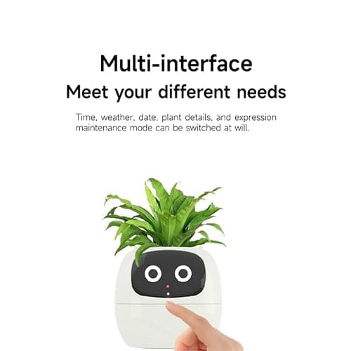 TPHRAVAL Intelligent Flower Pot, Electronic Bud, Maintenance Plant Assistant, Fun Interactive Flower Pot, Indoor Green Planting Monitoring, LCD Screen Display, Cell Phone APP Connection (White) - White thumbnail 7