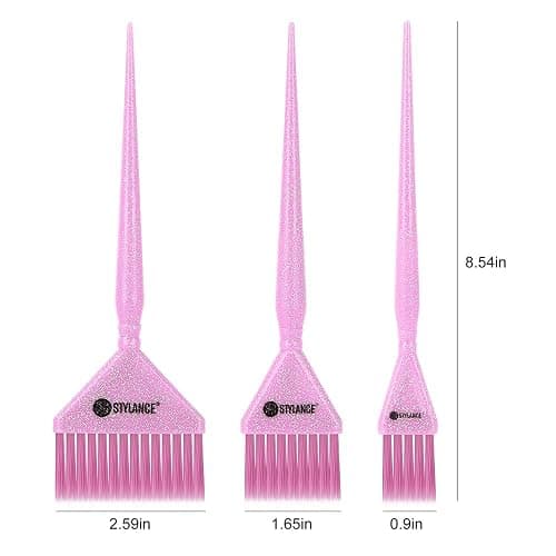 Glitter Hair Dye Brush Set, Hair Color Brush, 3 Sizes Pink Tint Brushes for Professional Hair Coloring, Root Touch-Up & Hair Treatment, Salon & Home Use thumbnail 3