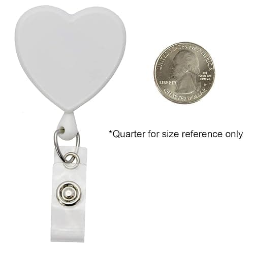 Specialist ID Heart Shaped Retractable Badge Reel with Rotating Swivel Spring Clip - Cute Heavy Duty Name Tag Reels for Nurses, Pediatrics, Teachers, EKG and More (White) thumbnail 5