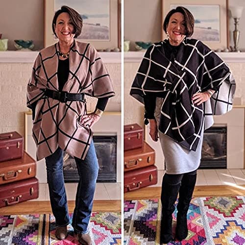 Moss Rose Women's Shawl Wrap Poncho Ruana Cape Open Front Cardigan Shawls for Fall Winter thumbnail 2