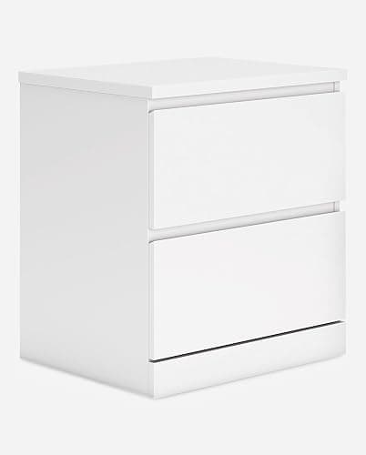 Signature Design by Ashley Onita 2-Drawer White Nightstand Bedside Table | Hardware-free modern small nightstand, Smooth-gliding ball-bearing drawers, Durable engineered wood thumbnail 12