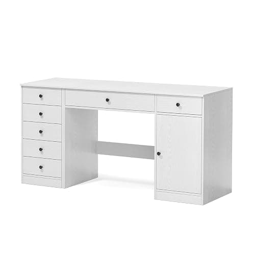 TUSY Office Desk and 5-Drawer Cabinet Set, 31.5" H White Desk with Drawers, 47.24" W Executive Desks with Storage, Computer Table for Home Office, Study, Small Spaces thumbnail 8