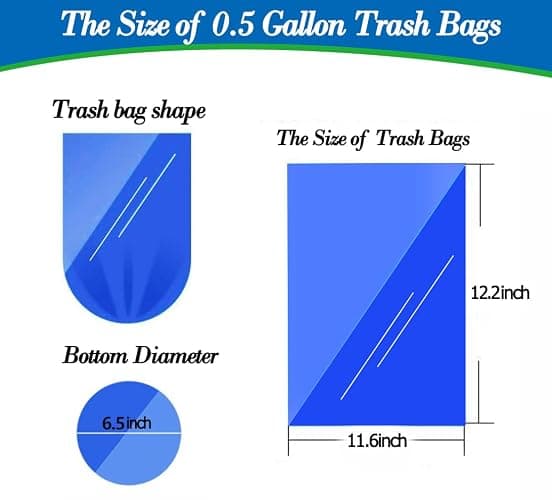 0.5 Gallon 250 pcs Mini Clear Trash Bags, Tiny Strong Garbage Bags,Small Plastic Bags for Desktop Trash Bin, Tiny Bathroom Trash Can Bin Liners,Mini Bags for Waste Basket Liner,Fit 2 Liters-Clear thumbnail 2