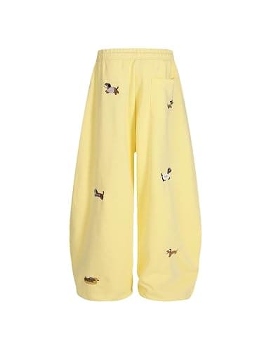 Aelfric Eden Embroidery Puppy Baggy Barrel Sweatpants Casual Y2K Elastic Drawstring Unisex Wide Leg Pants Lantern Trouser thumbnail 2