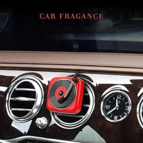 Wyuoot Car Air Freshener in Retro Record Player Design, CD Decorative Diffuser with Rotating Mechanism, Vintage-Inspired Aroma Diffuser for Car Vent (Green) thumbnail 2