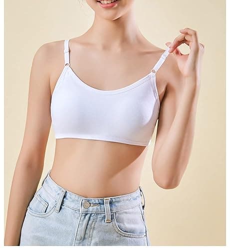 Herepai Big Girls' Adjustable Training Bra Cotton Bras Wireless Light Padded 10-16 Years thumbnail 3
