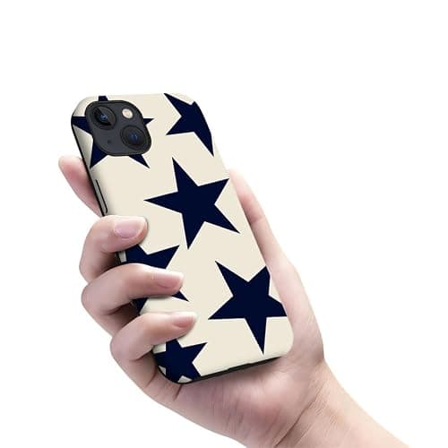 Yuzbira for iPhone 13/14 Case | Beige Navy Blue Stars | Slim Drop Protection Design thumbnail 5