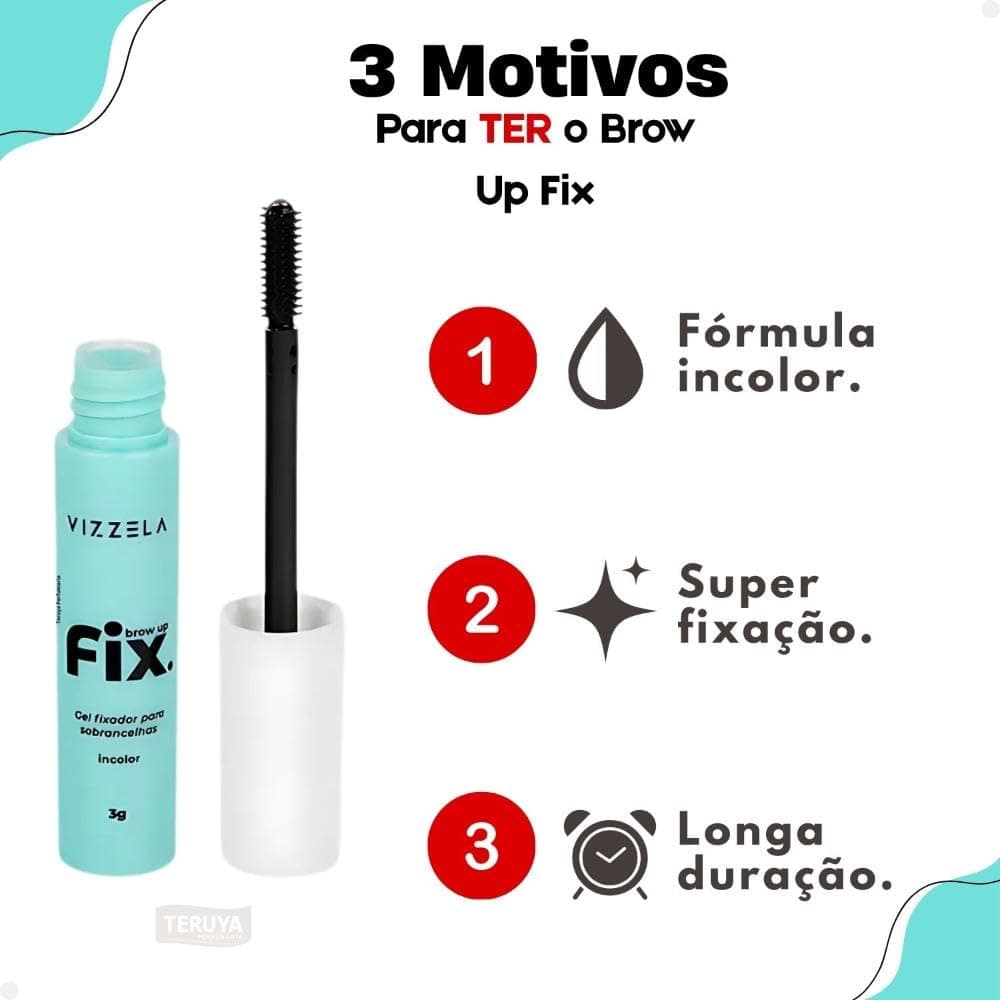 Brow Up Fix Gel Fixador de Sobrancelhas Vizzela Brow Lamination C/Pincel Preciso thumbnail 8