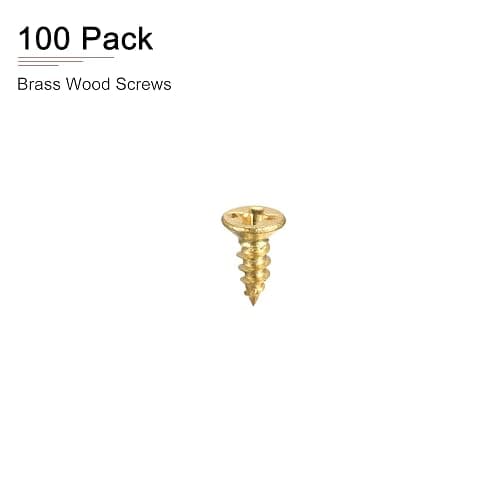 DTGN M2x5mm(DXL) Brass Phillips Wood Screws - 100Pack - Good for Wood Crafts, Furniture - Countersunk Head Self-Tapping Screw - Brass Tone thumbnail 6