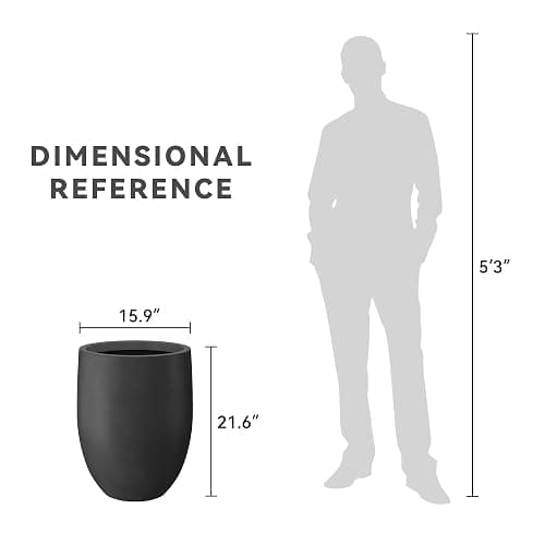Kante 21.7" H Burnished Black Tall Planter, Large Outdoor Indoor Decorative Pot with Drainage Hole and Rubber Plug, Modern Round Taper Style for Home and Patio thumbnail 8