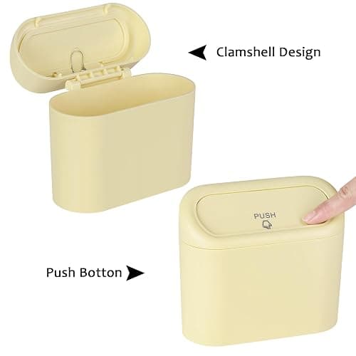 Accmor Car Trash Can, Portable Vehicle Trash Bin with Lid, Car Dustbin Garbage Organizer Holder with One Roll Trash Bag, Leakproof Hanging Mini Cars Storage Bag Container for Auto, SUV, Office (Beige) thumbnail 4