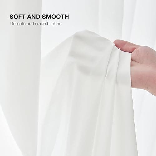 Anmao Non-See-Through Off White Privacy Semi Sheer Curtains for Living Room 80 Inch Length 2 Panels Set, Light Filtering That Let Light in Rod Pocket Window Drapes for Bedroom, 52W x 80L, Ivory White thumbnail 8