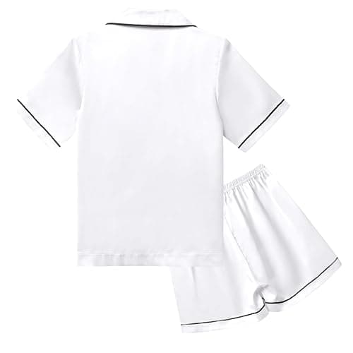 QPANCY Kids Satin Pajamas Sets Baby Boy Girl Button-Down Silk Sleepwear 2 Piece Short Sleeve Loungewear Clothes Set thumbnail 2