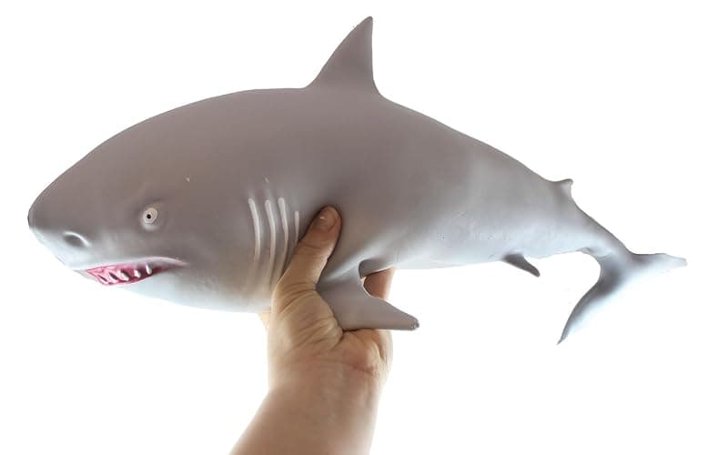 Jumbo 21.5" Shark Squishy Squeeze Stress Ball Soft Fiber Filling - Sensory, Fidget Toy - Image 1
