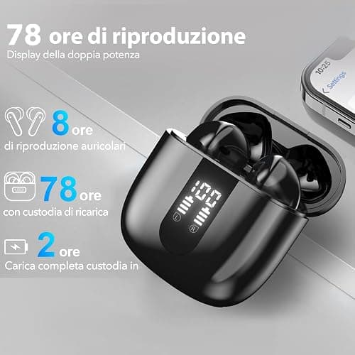 JBES Cuffie Bluetooth, Auricolari Bluetooth 5.4 In Ear Stereo con 4 Microfono ENC, 60 Ore Cuffiette Wireless Cancellazione Rumore, IP5 Auricolare per iPhone e Androide, Earbuds (Mulit Nero) thumbnail 4