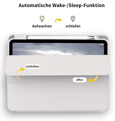 ZOYU Hülle für iPad (A16) 11. / 10. Generation 2025/2022,10,9 Zoll mit Stifthalter, weiche TPU stoßfeste Rückschale, Trifold Ständer Schlanke Hülle für iPad 11/10, Auto Wachen/Schlafen, Grau thumbnail 5