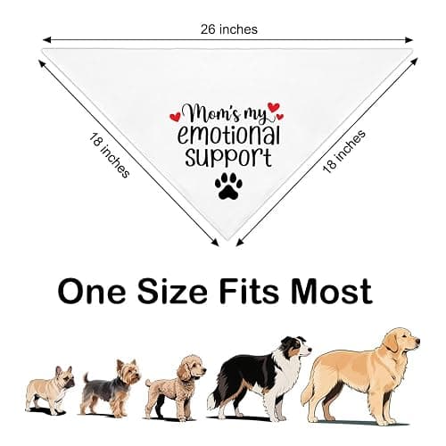 ZBBFSCSB Mom’s My Emotional Support White Dog Bandana, Decor Accessories for Pet Birthday Gifts, Funny Printed Dog Bandanas, Thanksgiving for Women Mom Puppy Owner Pet Lover thumbnail 2