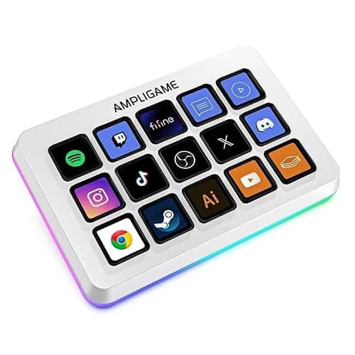 FIFINE AmpliGame Gaming Controller with 15 Shortcuts for OBS Streaming Studio with Macro Keys, Trigger Actions, PC Media RGB Controller for Content Creation/Office Work-D6 White - Image 1