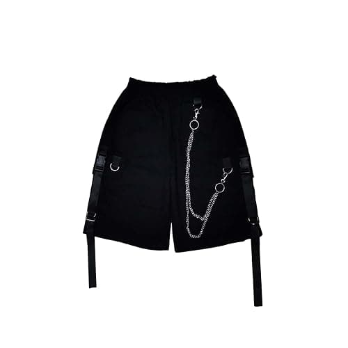 MEINVQIAOTI Black Cargo Pants for Women Street Harajuku Loose Straight Shorts Black Pants with Chains thumbnail 4