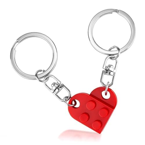 BOBIPRO Couples Matching Stuff Gifts - Red Heart Keychain, Matching Couple Heart Keychains Decorations Christmas Valentines Day Gifts for Boyfriend Girlfriend - Image 1
