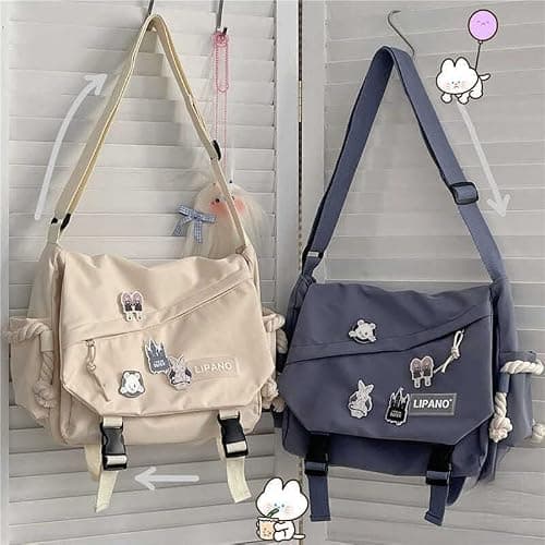 Pbkabiug Cute Nylon Messenger Bag for Women Kawaii Shoulder Crossbody Bag with Kawaii Accessories Aesthetic Tote Bag thumbnail 2