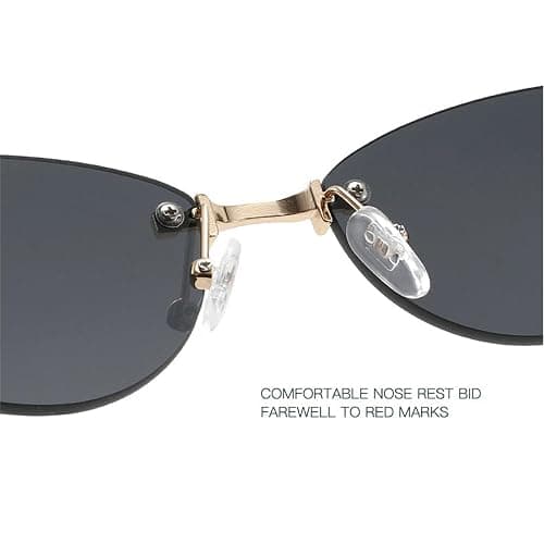willochra Trendy Rimless Cat Eye Metal Sunglasses Vintage Small Oval Outdoor Eyewear UV400 Protection for Women Men thumbnail 6