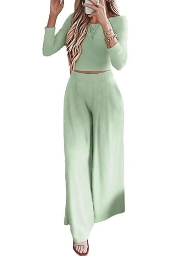 Ezbelle womenss Fall Fashion Lounge Sets Pajama Two Piece Cropped Pullover Jammies Outfits Casual Loungewear thumbnail 5