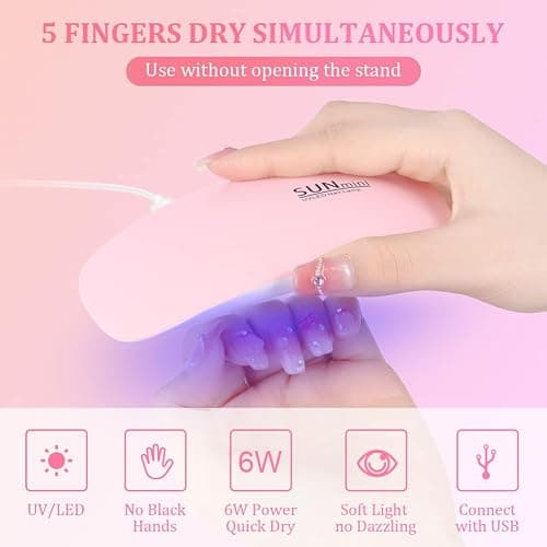 URAQT Mini Gel Nail Lamp, Portable Professional 6W UV LED Gel Nail Dryer with USB, Curing Lamp Professional Nail Art Tool Accessory for All Gel Nail Polish, Mother Gifts thumbnail 2