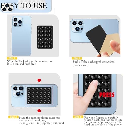 Zakora 5PCS Silicone Suction Phone Case Mount, Suction Phone Holder, Sticky Pad Grip, Non-Slip Silicone, Pink, White thumbnail 3