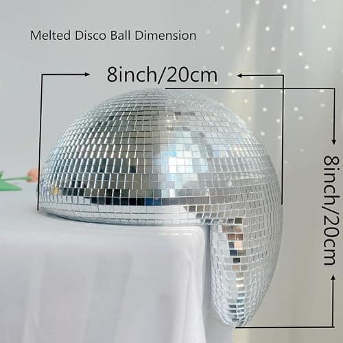 Melted Disco Ball Decor,Handmade Reflective Mirror Ball,Aesthetic Shelf Decor for Bedroom, Office, Living Room,Unique Sparkling Disco Sculpture Modern Home Decor,Silver thumbnail 3