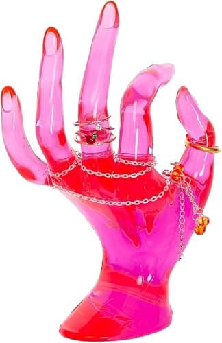 Maxsirui Hand Form Ring Holder Jewelry Display Organization Rack Bracelet Ring Watch Stand Support Aesthetic Y2k Room Decor (Rose Red) thumbnail 5