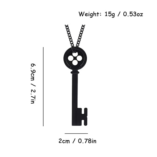 Mullike Coraline Key Pendant Necklace Seeing Stone Necklace Dragonfly Hair Clips Halloween Movie Props Cosplay Costume for Women Men thumbnail 2