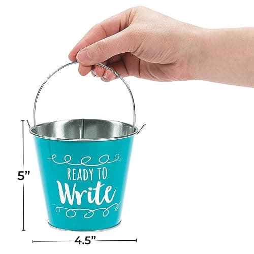 Fun Express Sharp & Dull Pencil Holder, 2 Pack Metal Pail Set | Classroom Organization and Storage, Pencil Dispenser, Elementary School Teacher Desk Accessories, Teacher Must Haves thumbnail 3
