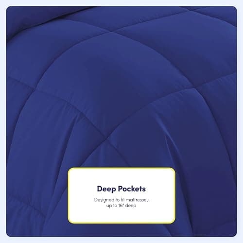 Sweet Home Collection 5 Piece Comforter Set Bag Solid Color All Season Soft Down Alternative Blanket & Luxurious Microfiber Bed Sheets, Royal Blue, Twin thumbnail 4