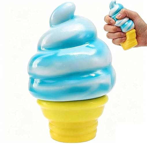 Ice Cream Cone Squishy-Slow Rising Stress Relief Toy, IceCreamSummer Toy. | ice cream cone rising squishy . Portable pocket size, lovely desk decor and ideal summer holiday small gifts for all ages. - Image 1