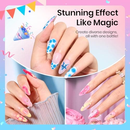 Beetles Blooming Gel 10ML, Blooming Gel Nail Polish Clear UV LED Blossom for Spreading Effect Marble Natural Stone Watercolor Floral Print Soak Off DIY Summer Nail Art Design Manicure Gifts for Women thumbnail 2