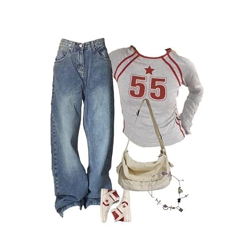 EMMIOL Women Baggy Jeans Mid-Low Waist Boyfriend Streetwear Vintage Jeans Wide Leg Denim Pants thumbnail 5
