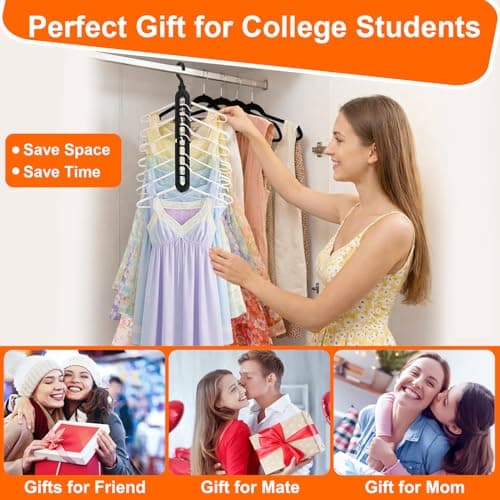 HEYHOUSE Closet Organizers and Storage,College Dorm Room Essentials,Pack of 10 Multifunctional Organizer Magic Space Saving Hangers with 9 Holes Storage Organization for Wardrobe Closet thumbnail 4