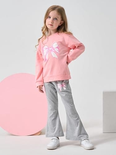 HSOXLQF Toddler Kid Girls Clothes Butterfly Sweatshirt & Flare Leg Pants Fall Winter for Girl Cute Christmas Outfits thumbnail 5