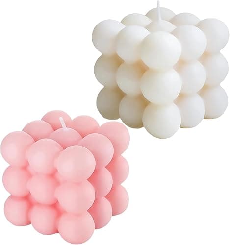 Heyumybit Lot de 2 Bougies à Bulles Faites à la Main,Cubiques Bougies,Bougies Parfumées Naturelles et Parfumées,Bougie Décorative en Cire de Soja Naturelle Faite à la Main - Image 1