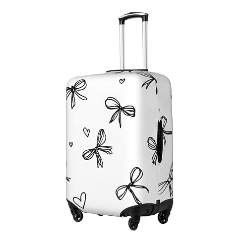 ZSUUGJ Black Bow Elastic Travel Luggage Cover, Washable Spandex Suitcase Protector, Anti-Scratch Fits 18-32 Inch, Black, Medium thumbnail 3